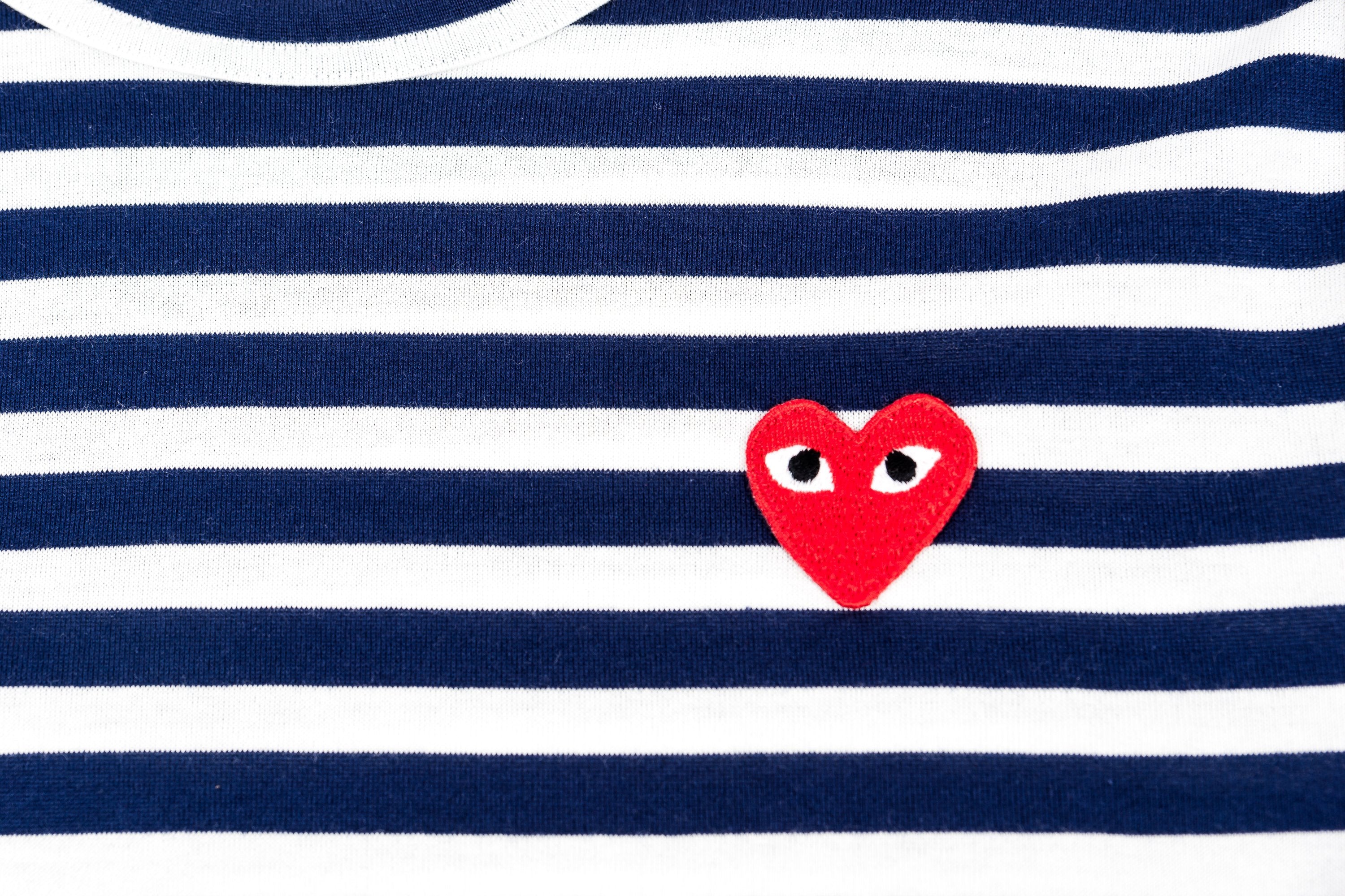 CDG PLAY STRIPED L/S - ROYAL BLUE/WHITE