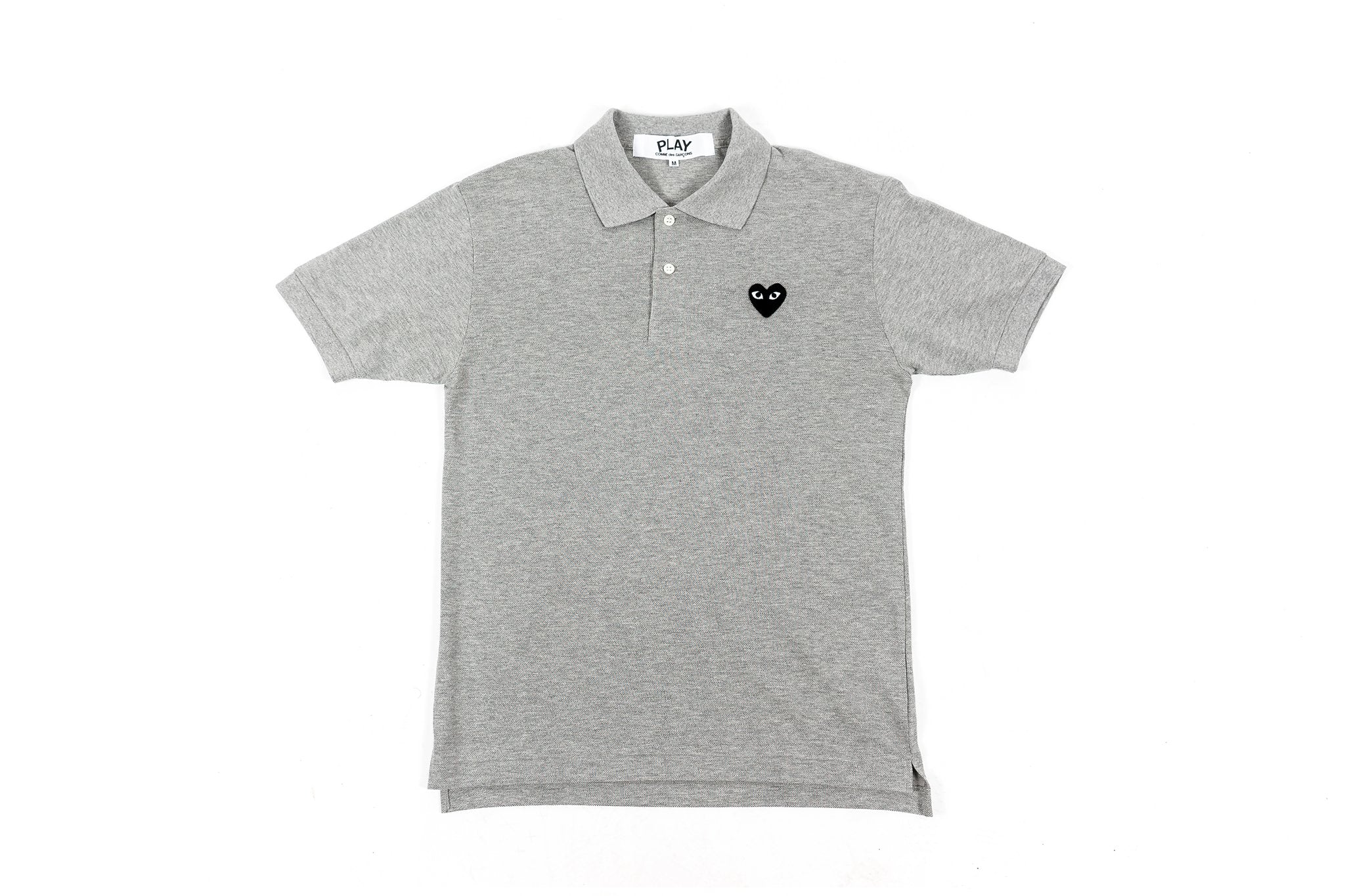 CDG PLAY BLACK HEART PLAY POLO SHIRT -GREY