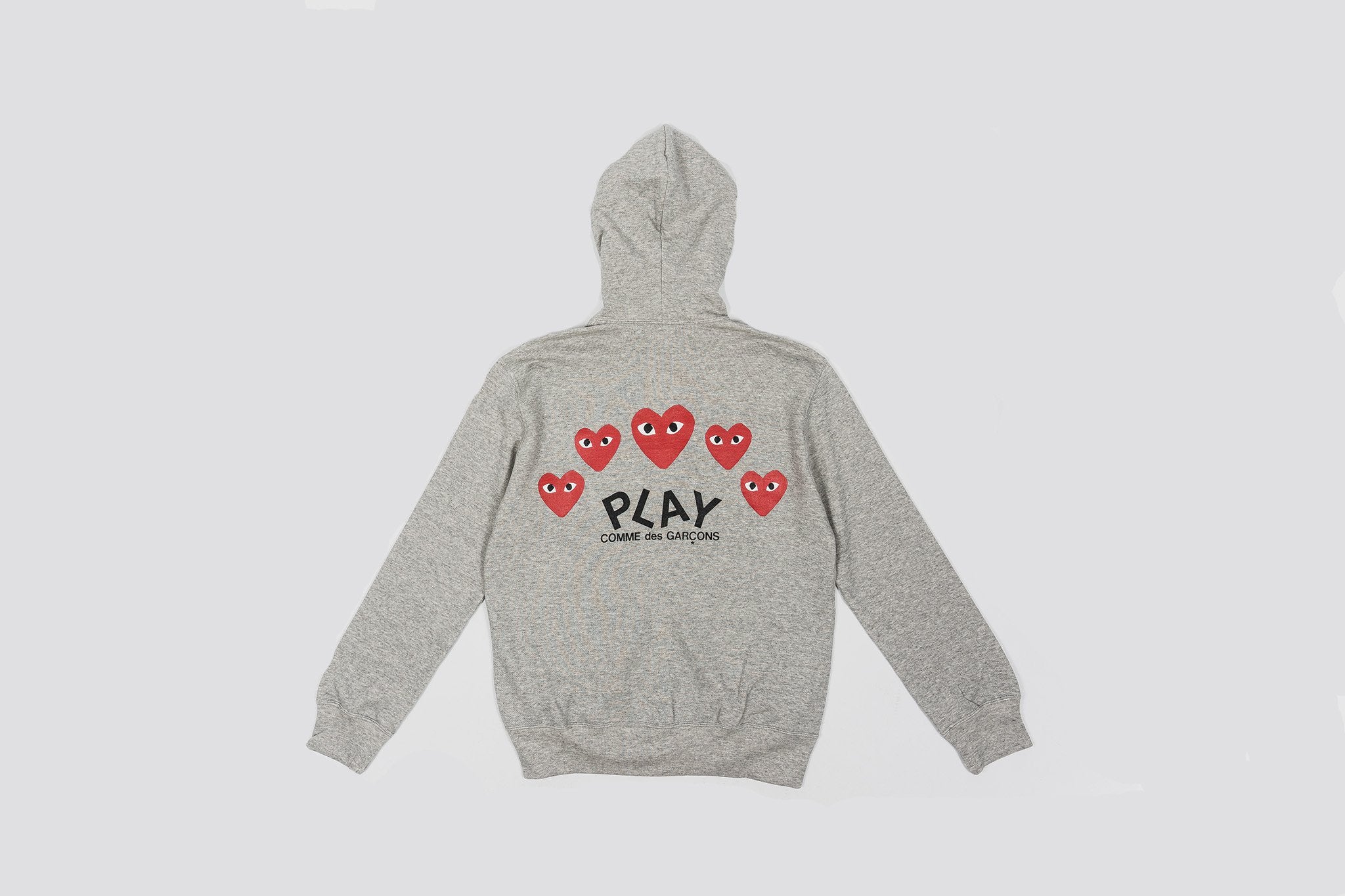 CDG PLAY FULL ZIP HOODY-GREY/RED