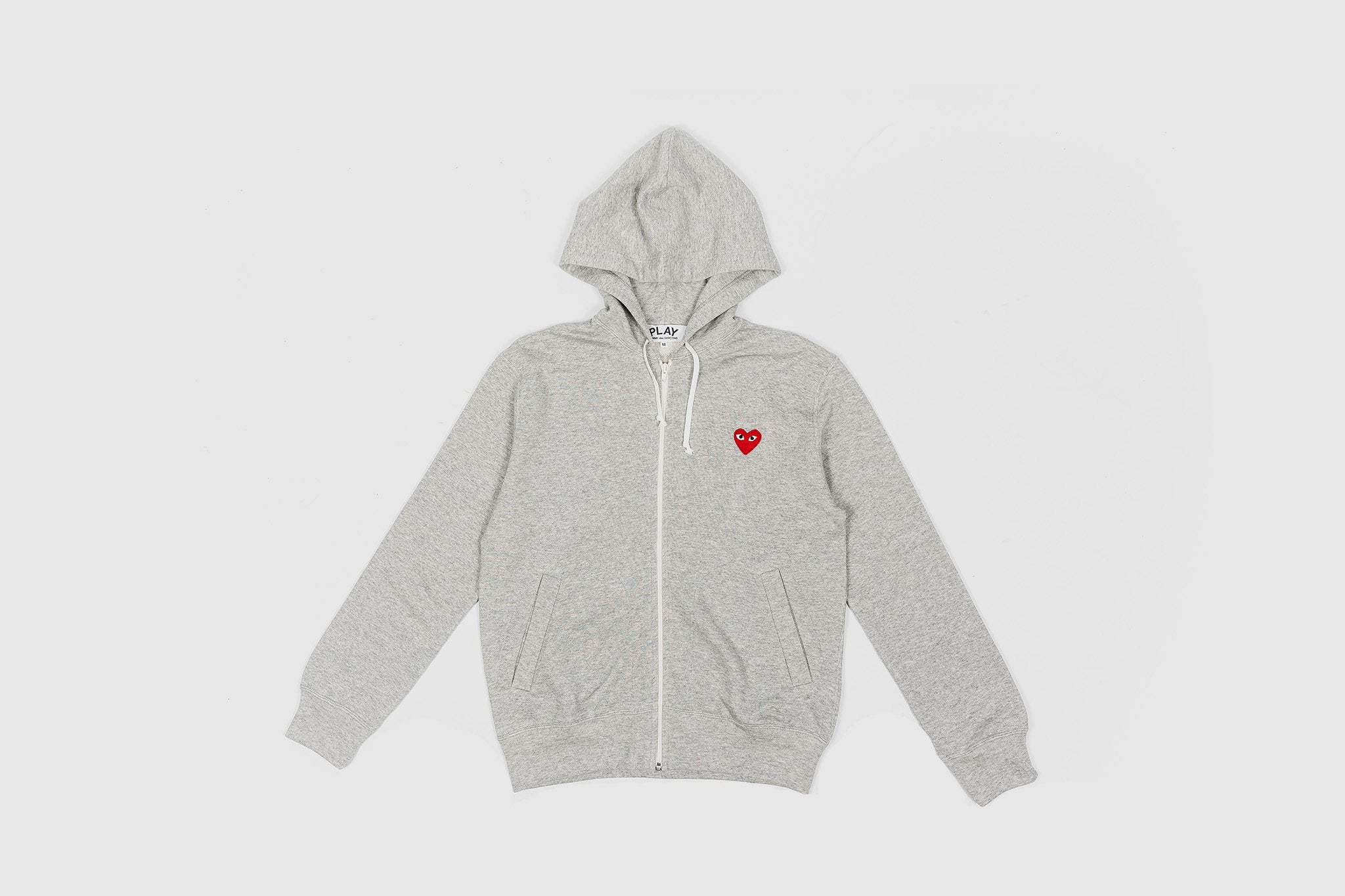 CDG PLAY FULL ZIP HOODY-GREY/RED