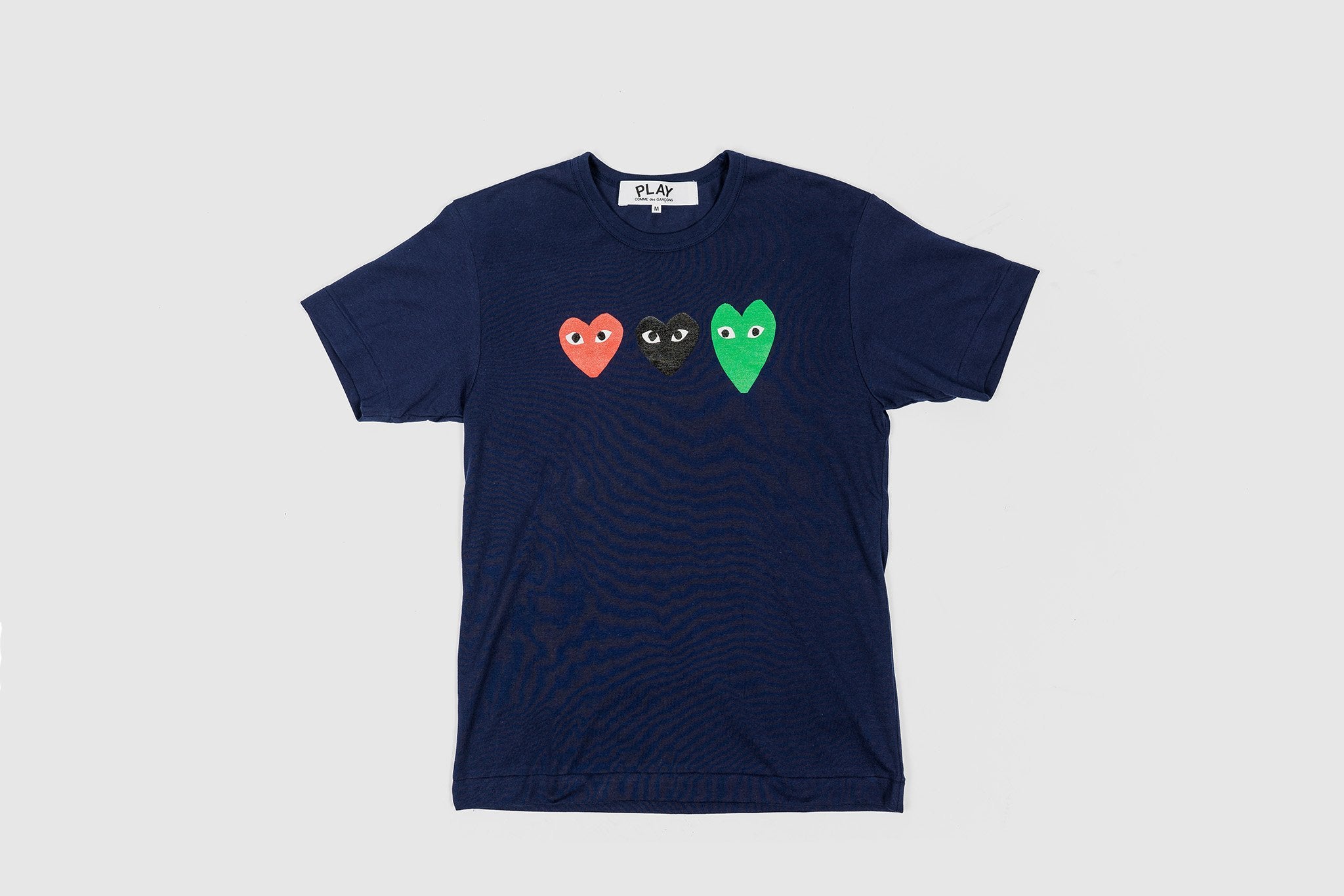 CDG PLAY THREE HEARTS T-SHIRT