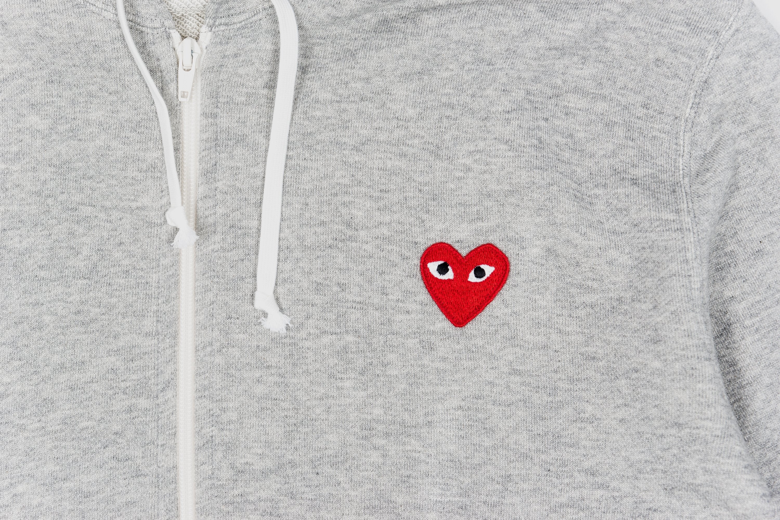 CDG PLAY FULL ZIP HOODY-GREY/RED