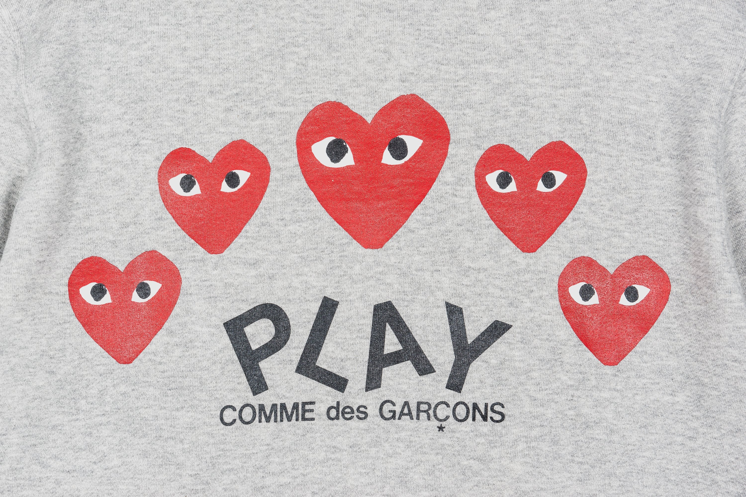 CDG PLAY FULL ZIP HOODY-GREY/RED