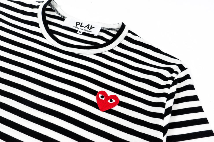 CDG PLAY STRIPED L/S - BLACK/WHITE