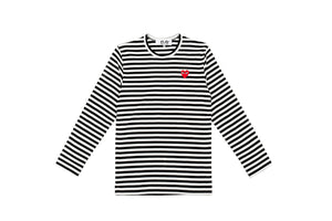 CDG PLAY STRIPED L/S - BLACK/WHITE