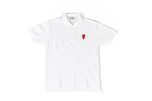 CDG PLAY POLO SHIRT LONG RED HEART - WHITE